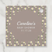 Boho Daisy Chain Taupe Custom Script Baby Dusche Geschenkanhänger (Rückseite)