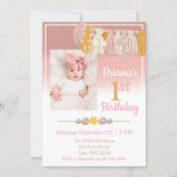 Boho Daisy Custom Foto Pink Erster Geburtstag