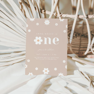 Boho Daisy Einladung zum ersten Geburtstag