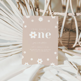 Boho Daisy Einladung zum ersten Geburtstag