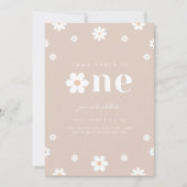Boho Daisy Einladung zum ersten Geburtstag (Vorderseite)