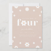 Boho Daisy - Einladung zum vierten Geburtstag (Vorderseite)