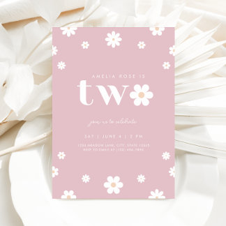 Boho Daisy Einladung zum zweiten Geburtstag