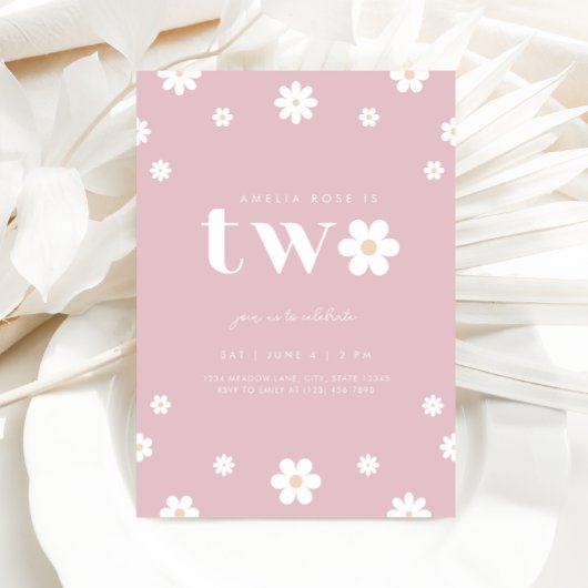 Boho Daisy Einladung zum zweiten Geburtstag