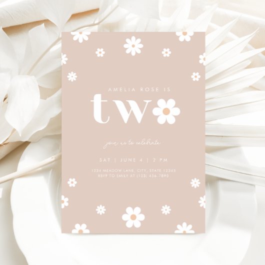 Boho Daisy Einladung zum zweiten Geburtstag