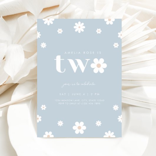 Boho Daisy Einladung zum zweiten Geburtstag