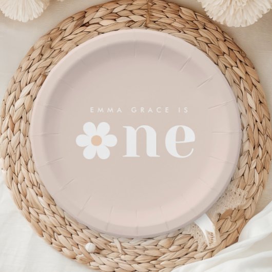 Boho Daisy Erstgeburtstag Papierplatte Pappteller