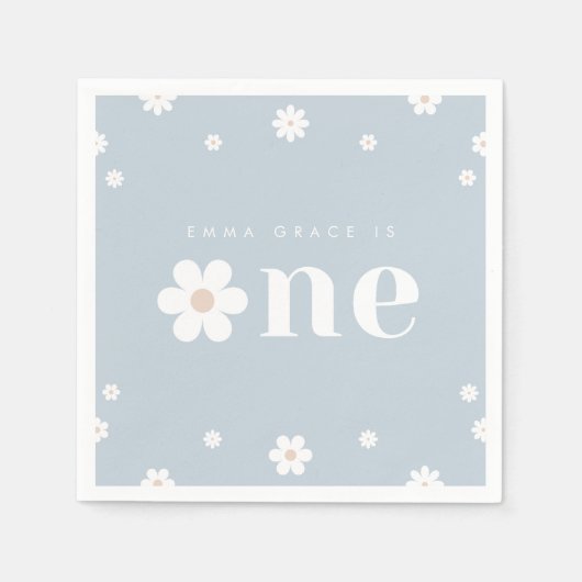 Boho Daisy First Birthday Napkin Serviette (Vorderseite)
