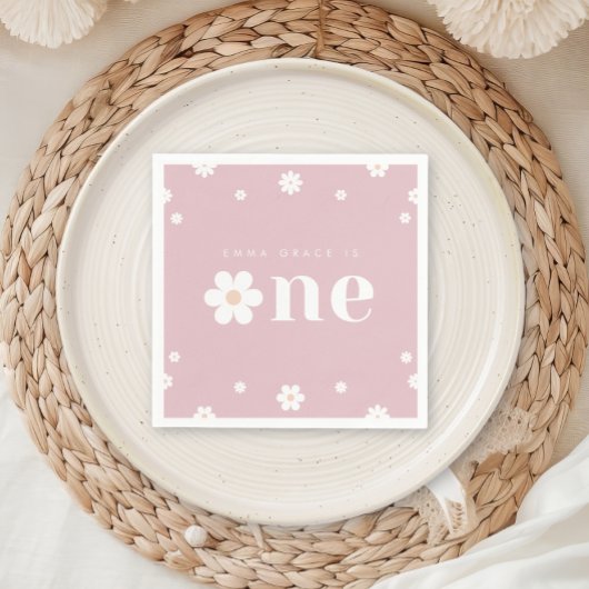 Boho Daisy First Birthday Napkin Serviette
