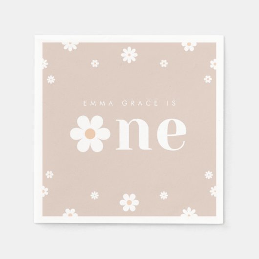 Boho Daisy First Birthday Napkin Serviette (Vorderseite)