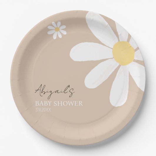 Boho Daisy Floral Baby Dusche Pappteller (Vorderseite)