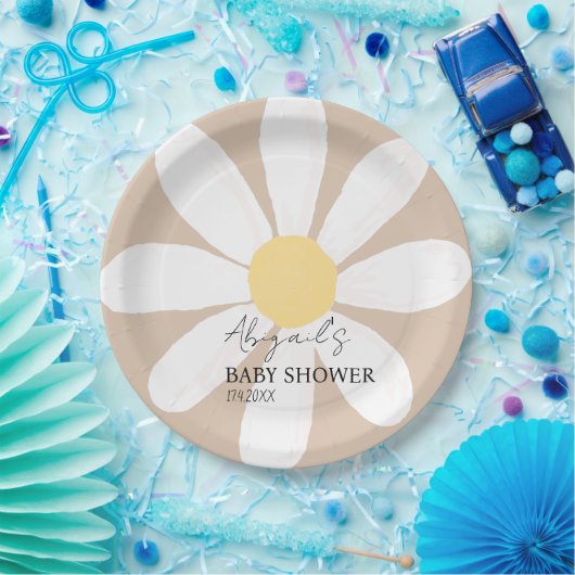 Boho Daisy Floral Baby Dusche Pappteller (Party)