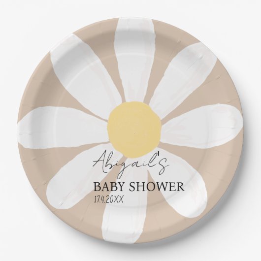 Boho Daisy Floral Baby Dusche Pappteller (Vorderseite)