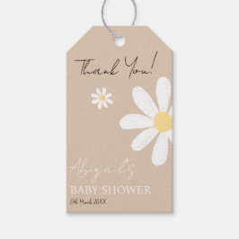 Boho Daisy Floral Baby Shower Geschenkanhänger