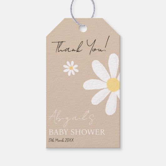Boho Daisy Floral Baby Shower Geschenkanhänger (Vorderseite)