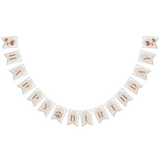 Boho Daisy Floral Happy Birthday Bunting Sign Wimpelkette
