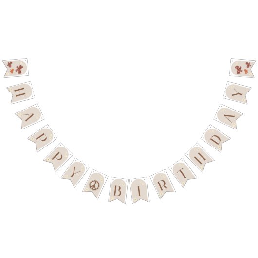 Boho Daisy Floral Happy Birthday Bunting Sign Wimpelkette (Alle)