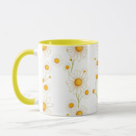 Boho Daisy Floral-Minimalistisch Frühjahr Bloom Ae Tasse (Links)