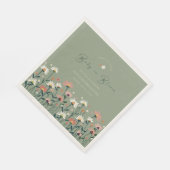 Boho Daisy Floral Sage Green Baby in Blütendusche Serviette (Ecke)