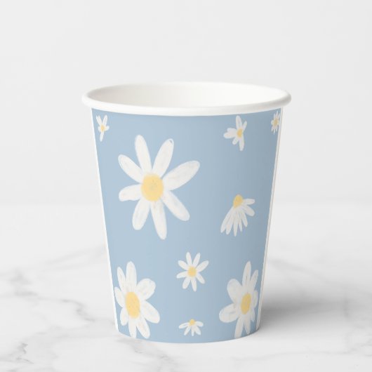 Boho Daisy Floral Wedding Paper Cups Pappbecher (Rückseite)