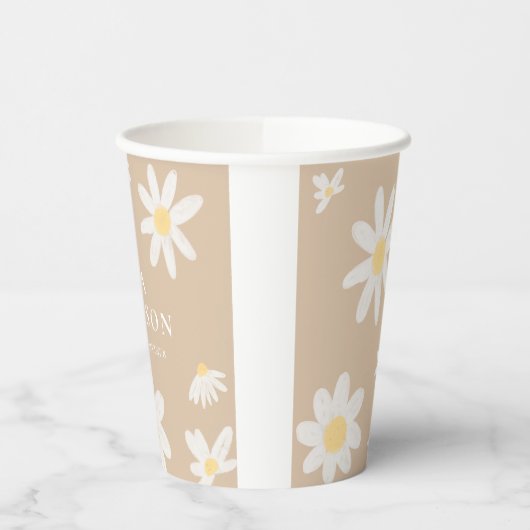 Boho Daisy Floral Wedding Paper Cups Pappbecher (Links)