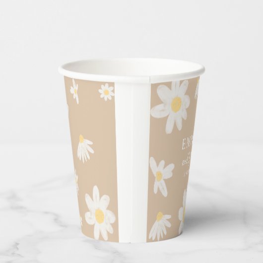 Boho Daisy Floral Wedding Paper Cups Pappbecher (Rechts)