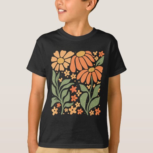 Boho Daisy Flower,retro Floral Funny Gift Tee Wome (Vorderseite)
