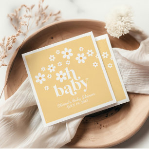 Boho Daisy gelbe Babydusche Napkins Serviette