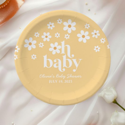 Boho Daisy gelbe Babydusche Pappteller
