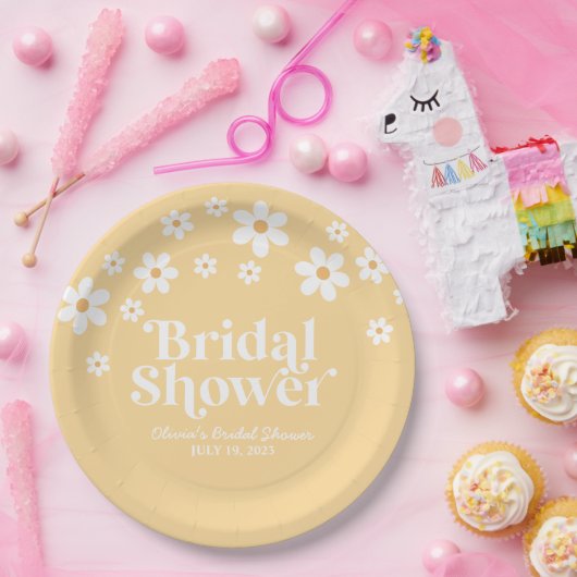 Boho Daisy Gelbe Brautparty Paper Teller (Party)