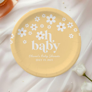 Boho-Daisy-gelbes Babyshower Pappteller