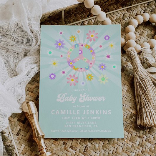 Boho Daisy Girl Baby Shower Einladung