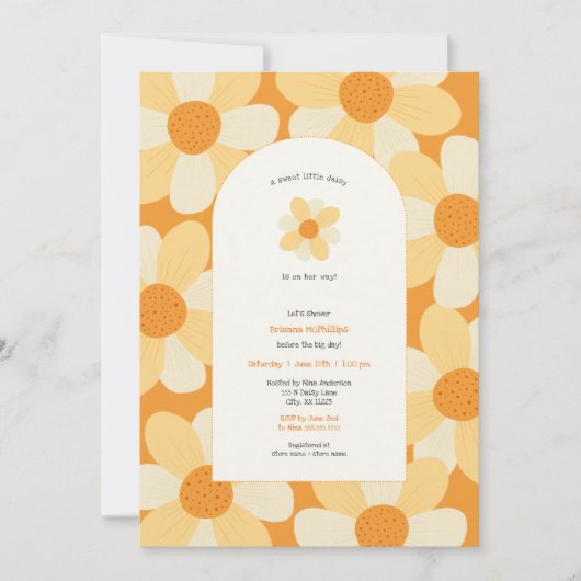 Boho Daisy Girl Dusche Einladung (Vorderseite)