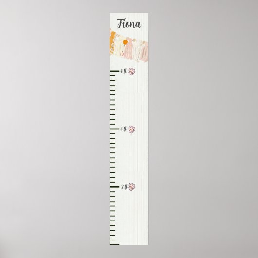 Boho Daisy Girls Growth Chart Poster (Vorne)