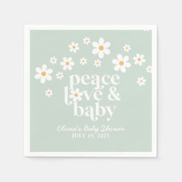 Boho Daisy green Peace Liebe Baby Shower Serviette