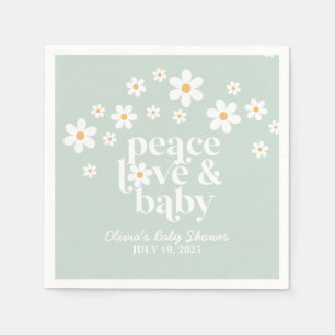 Boho Daisy green Peace Liebe Baby Shower Serviette