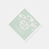 Boho Daisy green Peace Liebe Baby Shower Serviette (Ecke)