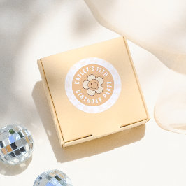 Boho Daisy Groovy Retro Girl Birthday Party Runder Aufkleber