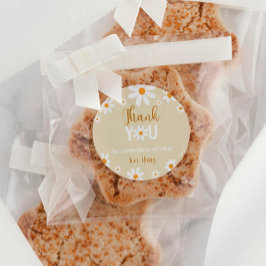 Boho Daisy Light 1. Geburtstag Danke Tags Runder Aufkleber