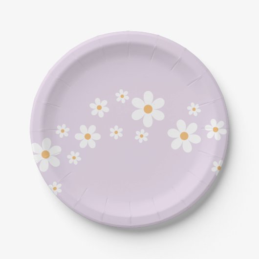 Boho Daisy lilac Baby Showpaper Teller (Vorderseite)