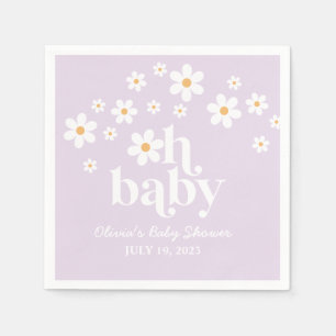 Boho-Daisy-Lilak-Baby-Shower Serviette