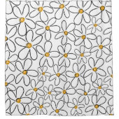 Boho Daisy Oneline Art Blumen Pattern Duschvorhang (Vorderseite)