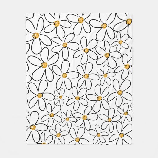 Boho Daisy Oneline Art Blumen Pattern Fleecedecke (Vorderseite)