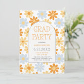 Boho Daisy Open House Grad Party Einladung (Stehend Vorderseite)