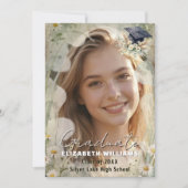 Boho Daisy Pampas Grass Photo Graduation Ankündigung (Vorderseite)