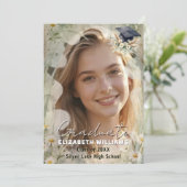 Boho Daisy Pampas Grass Photo Graduation Ankündigung (Stehend Vorderseite)