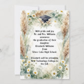 Boho Daisy Pampas Grass Photo Graduation Ankündigung (Rückseite)