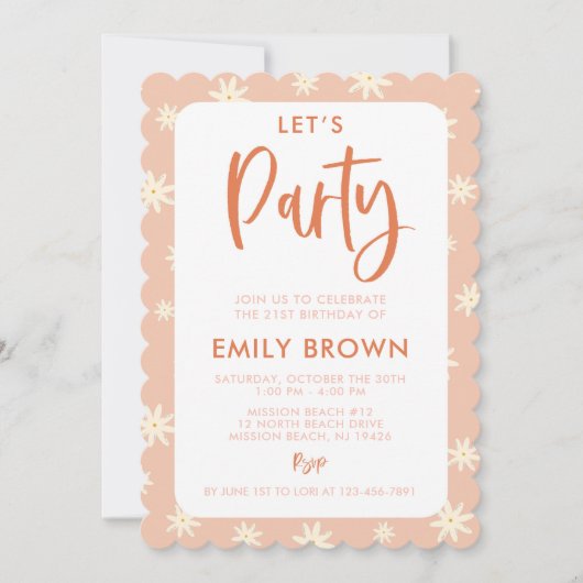 Boho Daisy Party für jedes Alter oder jede Veranst Einladung (Vorderseite)