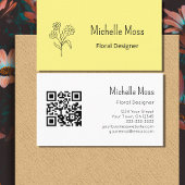 Boho Daisy QR-Code Yellow Floral Designer Visitenkarte