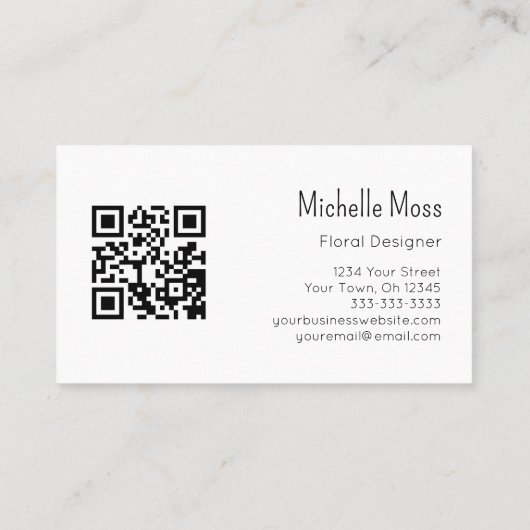 Boho Daisy QR-Code Yellow Floral Designer Visitenkarte (Rückseite)